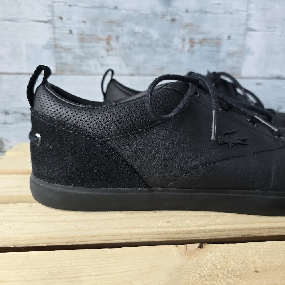 Lacoste Bayliss Black Leather Sneakers Lace Up Mens Size 11 - Picture 2 of 14